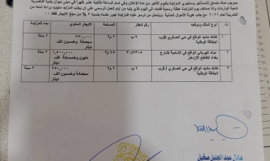 اعلان مزايدة التفاصيل داخل المزايده
